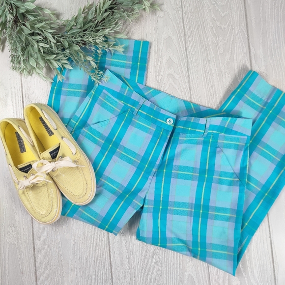 Lilly Pulitzer Pants - Lilly Pulitzer aqua plaid cropped golf pants